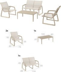 SİESTA PACİFİC LOUNGE SET (KOLÇAKLI) KUM GRİ