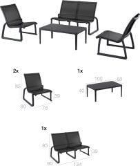 PACIFIC LOUNGE SET (KOLÇAKSIZ) SİYAH .SİYAH