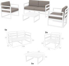 SİESTA MYKONOS LOUNGE SET / OTURMA GRUBU (MİNDERLİ) BEYAZ