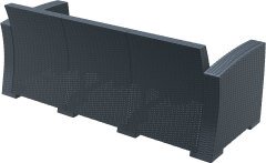 SİESTA MONACO ÜÇLÜ KOLTUK MİNDERSİZ KOYU GRİ