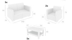 SİESTA MONACO LOUNGE SET MİNDERLİ BEYAZ