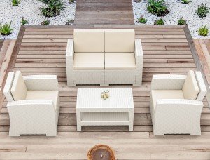 SİESTA MONACO LOUNGE SET MİNDERLİ BEYAZ
