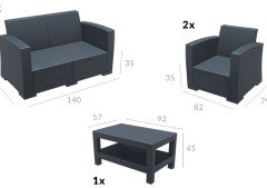 SİESTA MONACO LOUNGE SET MİNDERLİ KOYU GRİ