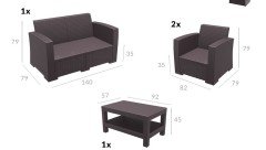 SİESTA MONACO LOUNGE SET MİNDERLİ KAHVERENGİ