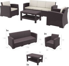 SİESTA MONACO LOUNGE SET XL MİNDERLİ KAHVERENGİ