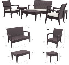 SİESTA MIAMI LOUNGE SET MİNDERLİ KAHVERENGİ