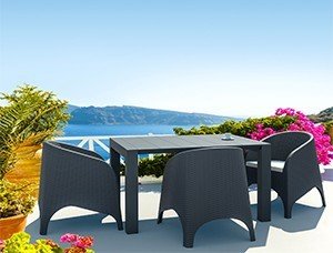 SİESTA VEGASARUBA MASA SANDALYE TAKIMI 4 KİŞİLİK MİNDERLİ KOYU GRİ