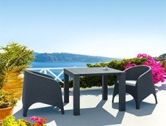 SİESTA VEGASARUBA MASA SANDALYE TAKIMI 4 KİŞİLİK MİNDERLİ KOYU GRİ