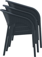 SİESTA  PANAVEGAS 4 KİŞİLİK  MASA SANDALYE TAKIMI (MİNDERSİZ) KOYU GRİ