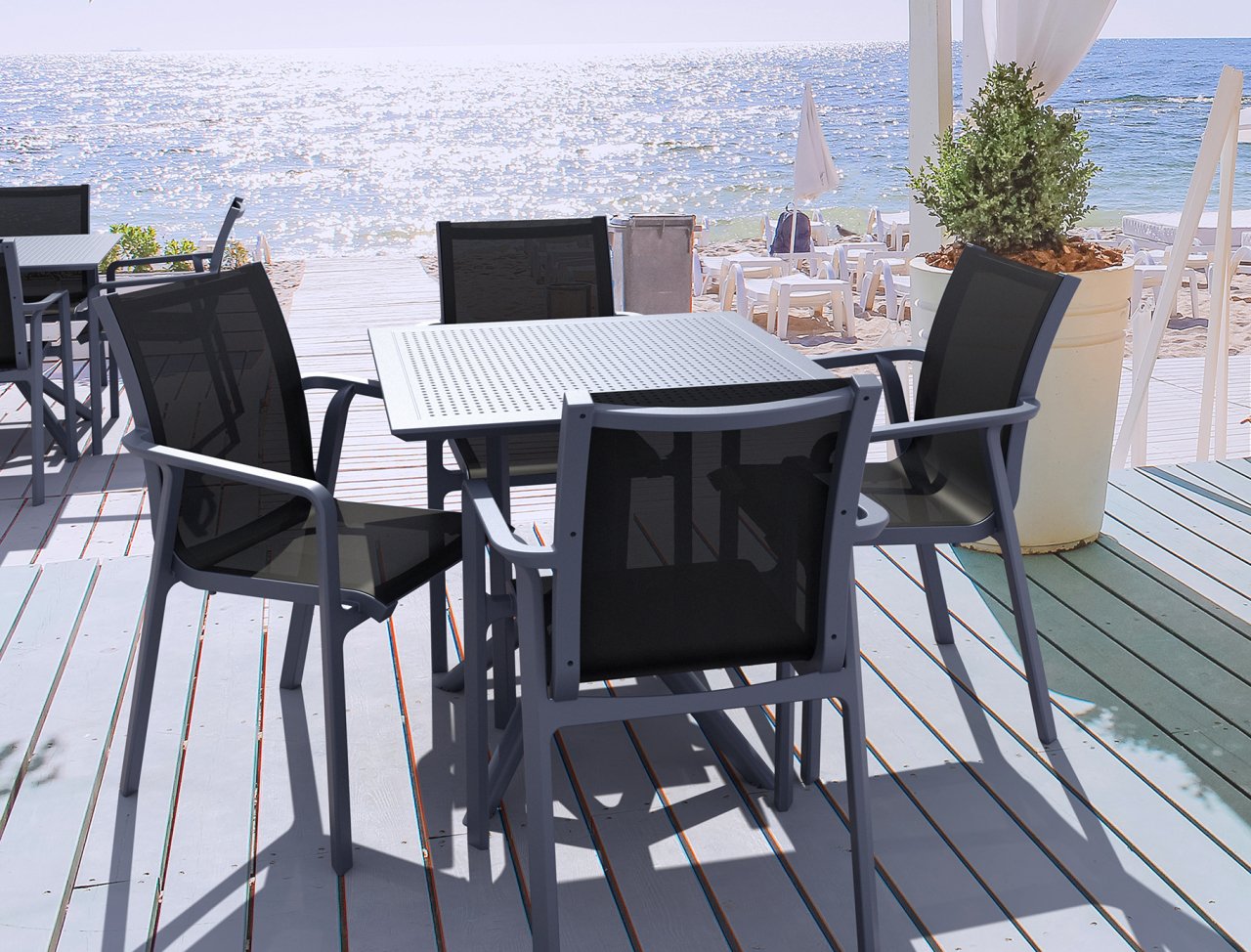 SİESTA  SKYPACİFİC 4 KİŞİLİK MASA - SANDALYE  TAKIMI KOYU GRİ